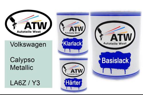 Volkswagen, Calypso Metallic, LA6Z / Y3: 1L Lackdose + 1L Klarlack + 500ml Härter - Set, von ATW Autoteile West.